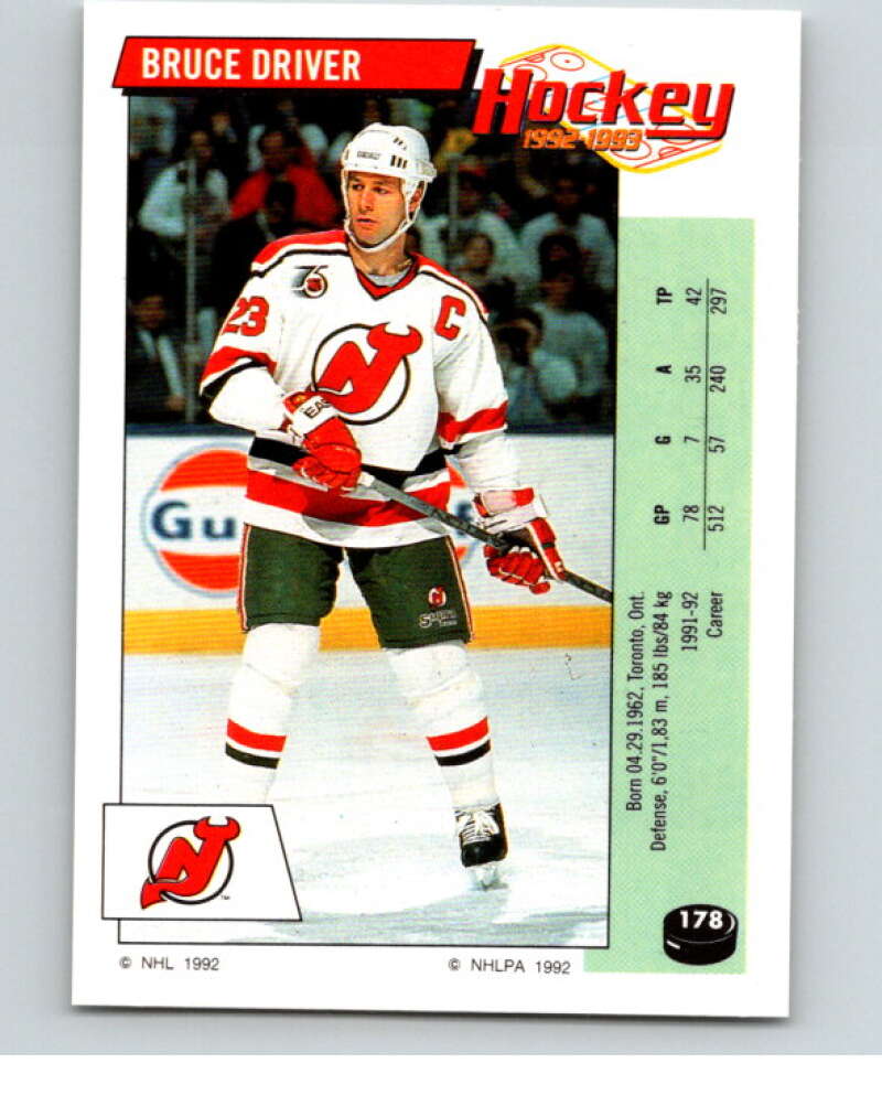 1992-93 Panini Stickers Hockey #178 Bruce Driver New Jersey Devils V82832 Image 1