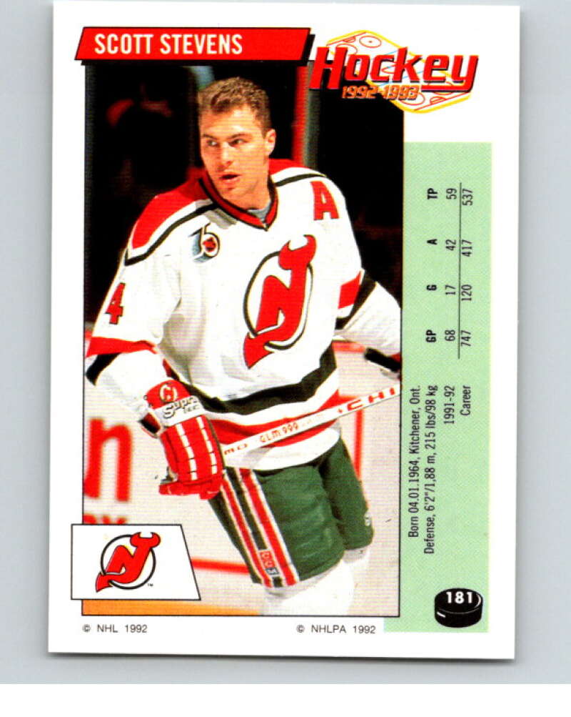 1992-93 Panini Stickers Hockey #181 Scott Stevens V82836 Image 1