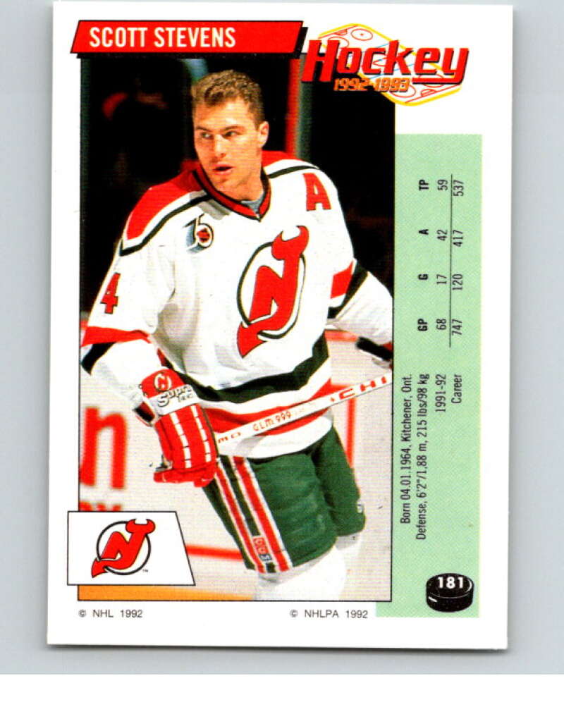 1992-93 Panini Stickers Hockey #181 Scott Stevens V82838 Image 1