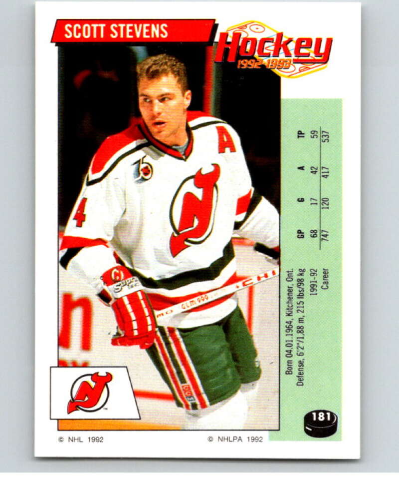 1992-93 Panini Stickers Hockey #181 Scott Stevens V82839 Image 1