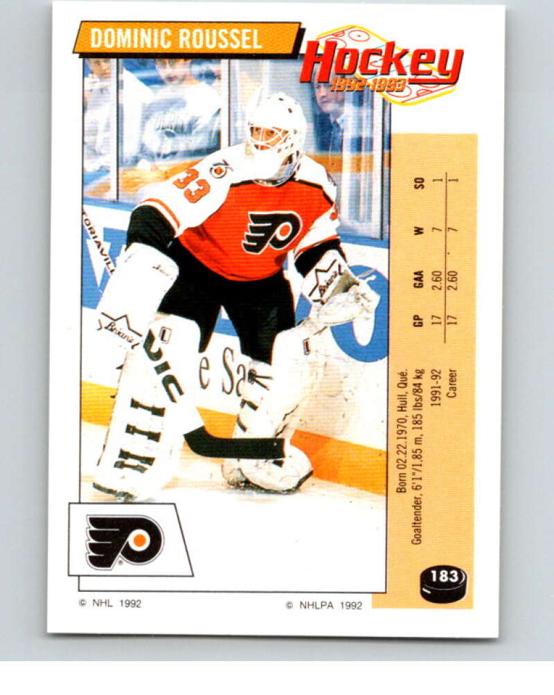 1992-93 Panini Stickers Hockey #183 Dominic Roussel Philadelphia Flyers V82840 Image 1