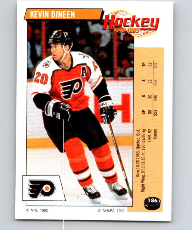 1992-93 Panini Stickers Hockey #186 Kevin Dineen Philadelphia Flyers V82848 Image 1