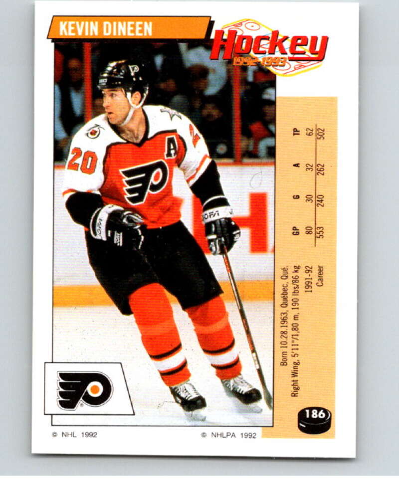 1992-93 Panini Stickers Hockey #186 Kevin Dineen Philadelphia Flyers V82849 Image 1