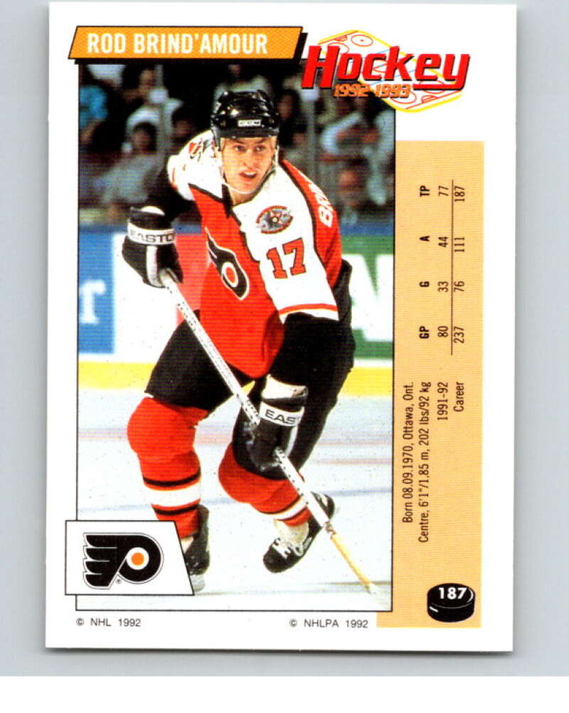 1992-93 Panini Stickers Hockey #187 Rod Brind'Amour Philadelphia Flyers V82852 Image 1