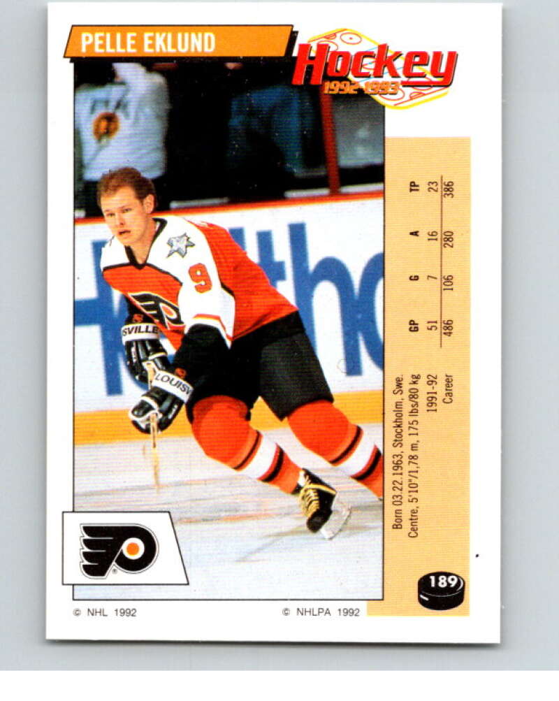 1992-93 Panini Stickers Hockey #189 Pelle Eklund Philadelphia Flyers V82856 Image 1