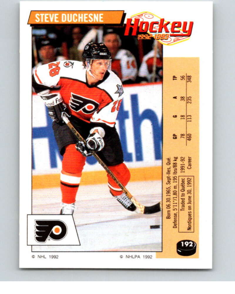 1992-93 Panini Stickers Hockey #192 Steve Duchesne V82862 Image 1