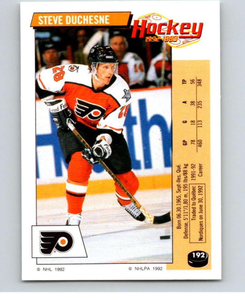 1992-93 Panini Stickers Hockey #192 Steve Duchesne V82864 Image 1