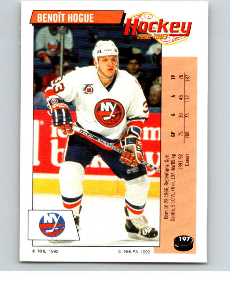 1992-93 Panini Stickers Hockey #197 Benoit Hogue V82873 Image 1
