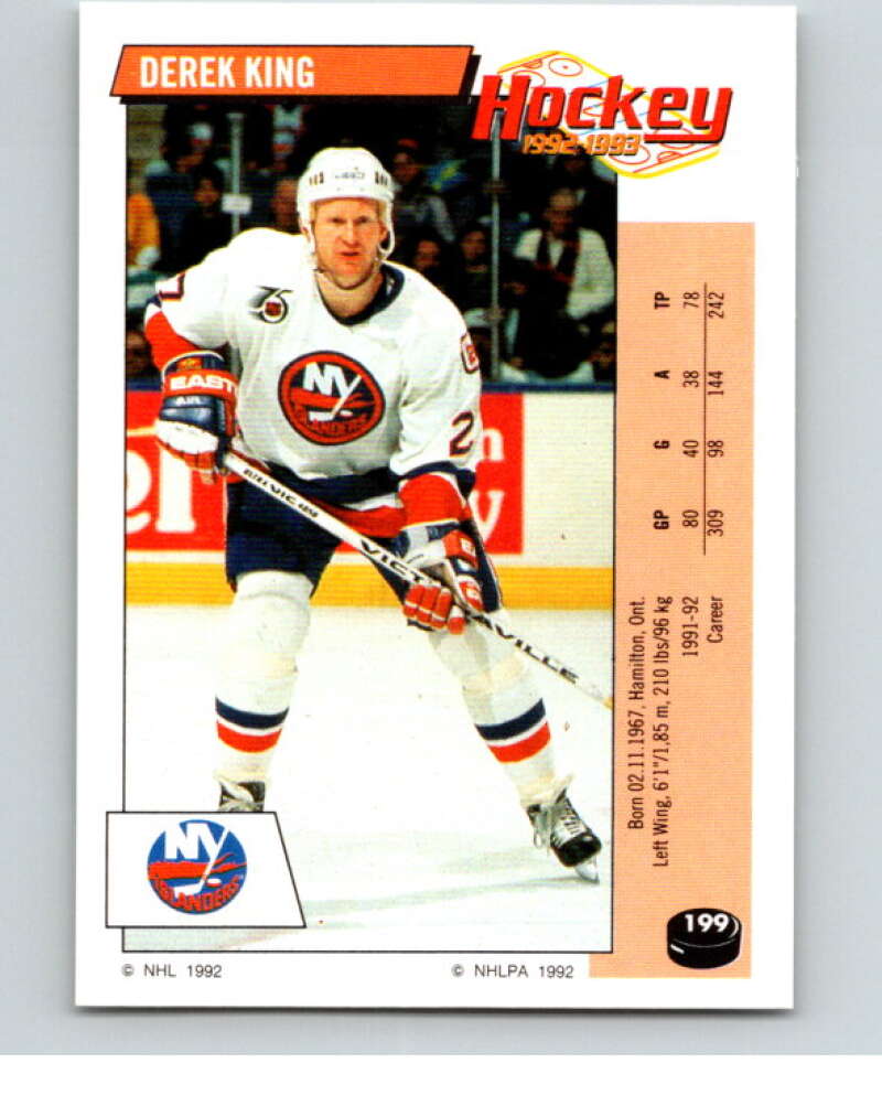 1992-93 Panini Stickers Hockey #199 Derek King V82874 Image 1