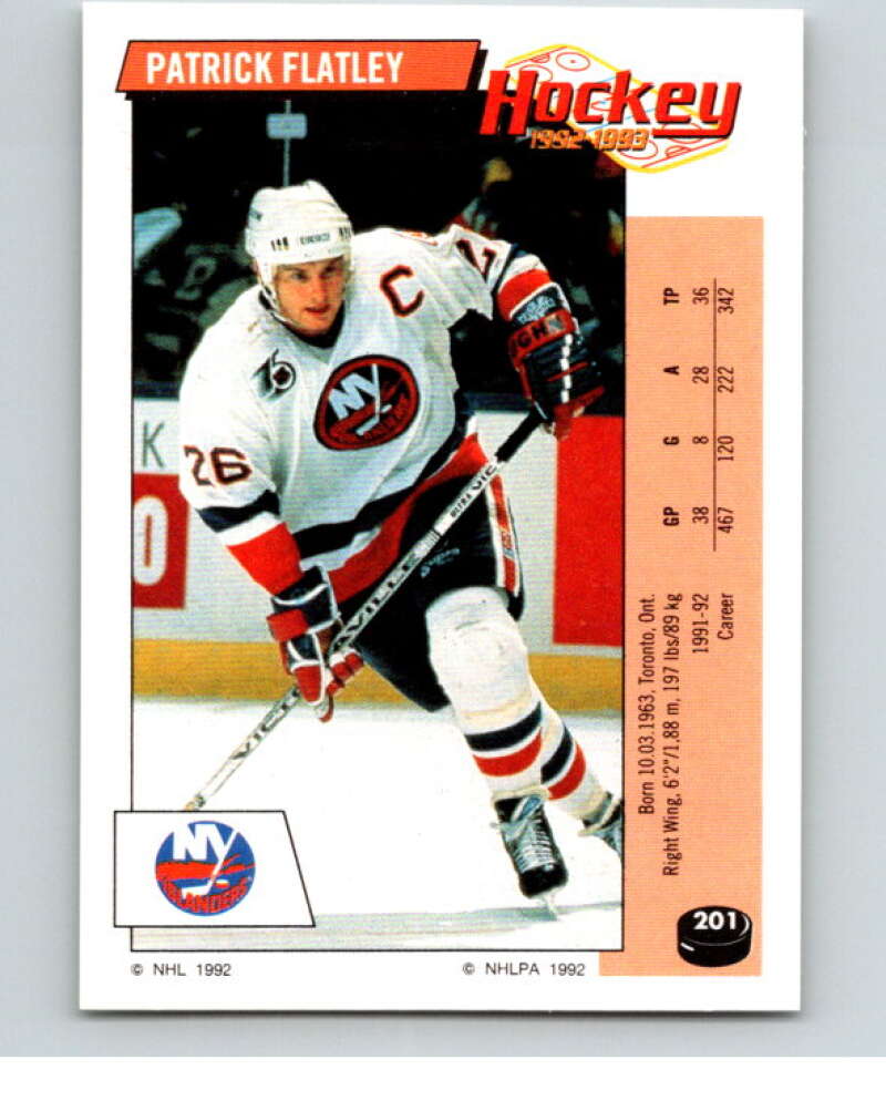 1992-93 Panini Stickers Hockey #201 Patrick Flatley V82878 Image 1