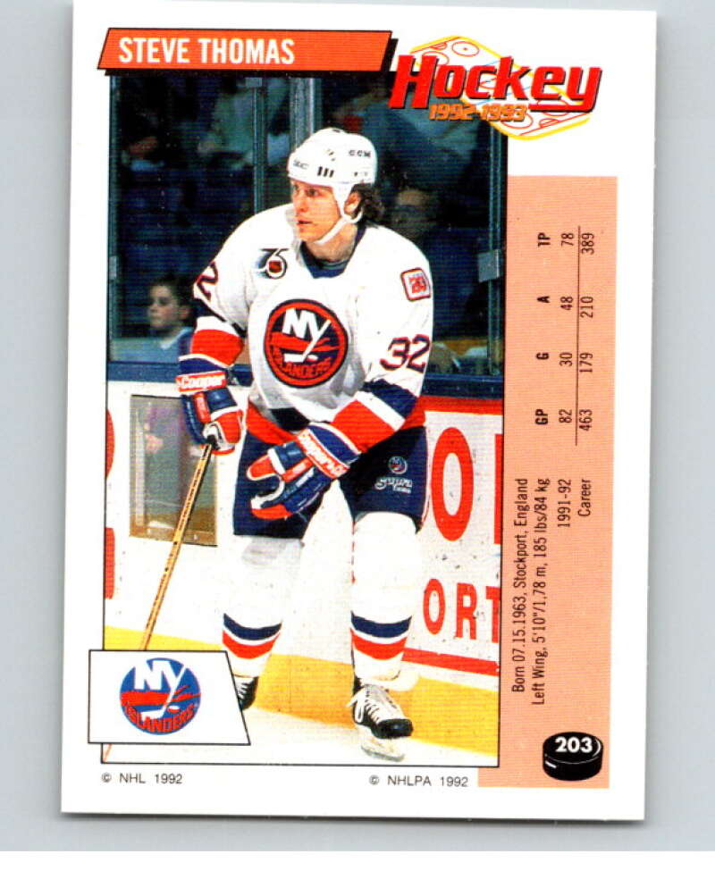1992-93 Panini Stickers Hockey #203 Steve Thomas V82883 Image 1
