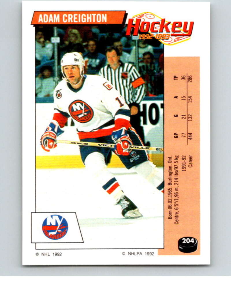1992-93 Panini Stickers Hockey #204 Adam Creighton V82884 Image 1