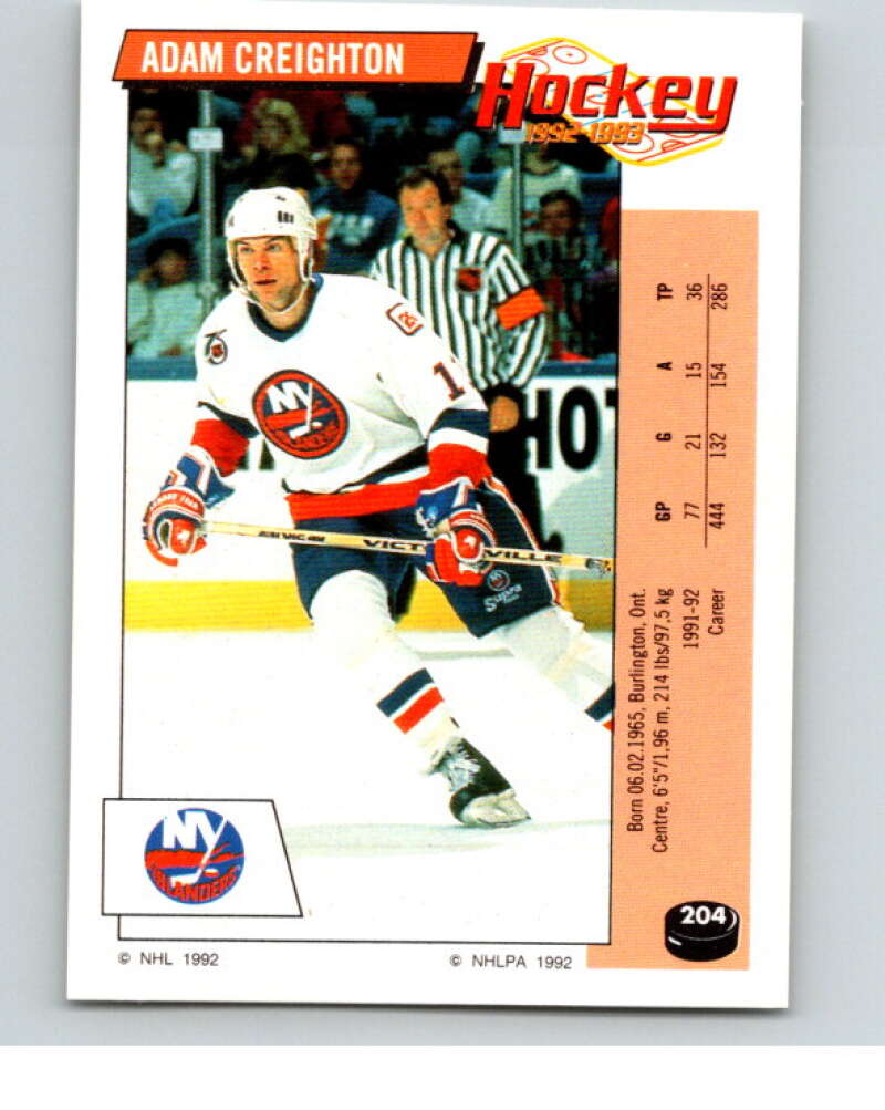 1992-93 Panini Stickers Hockey #204 Adam Creighton V82886 Image 1