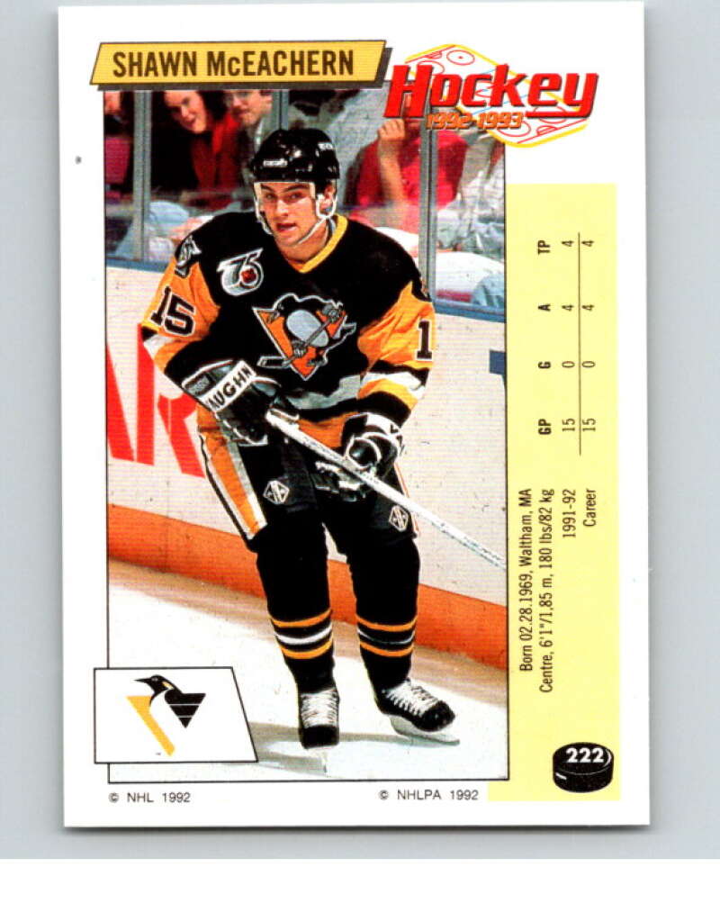 1992-93 Panini Stickers Hockey #222 Shawn McEachern V82928 Image 1