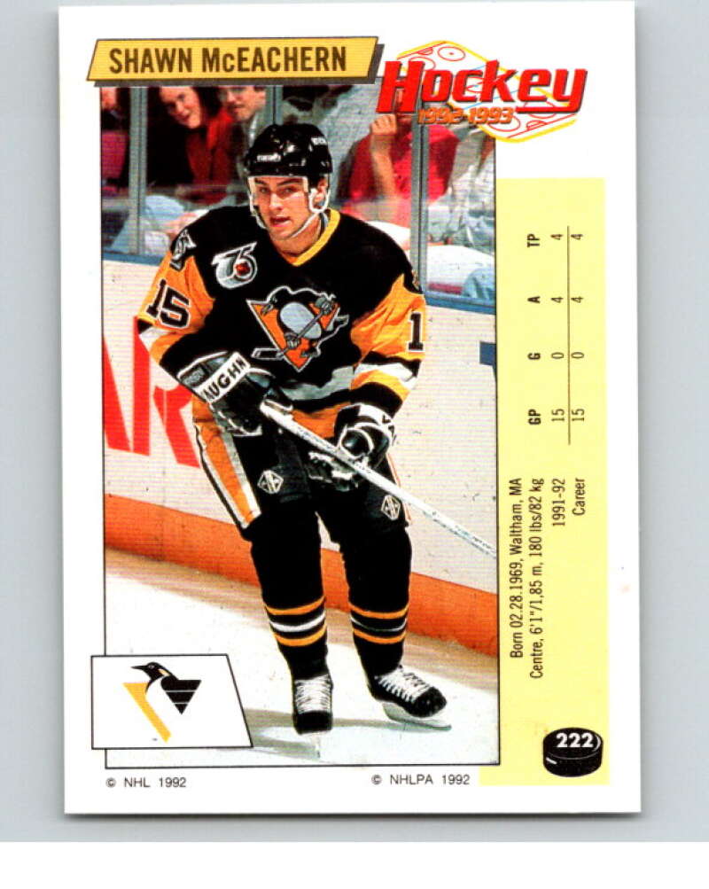 1992-93 Panini Stickers Hockey #222 Shawn McEachern V82929 Image 1