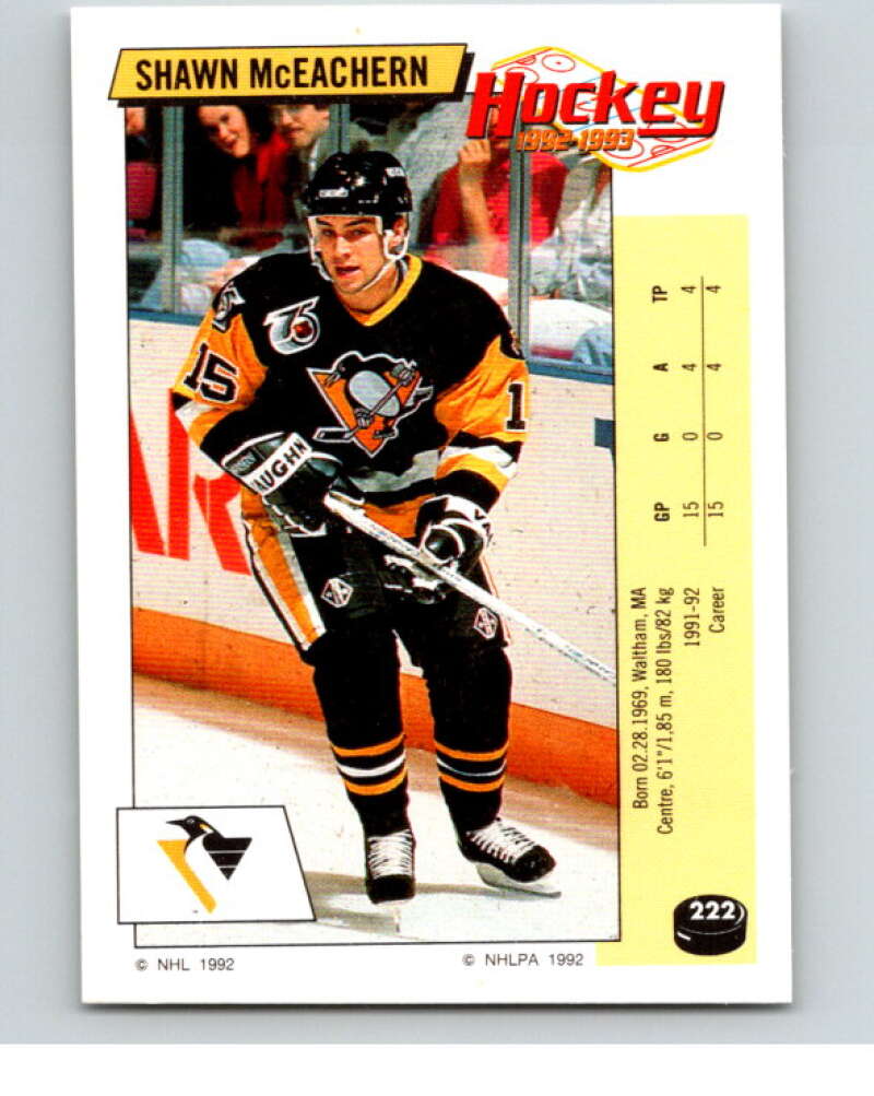1992-93 Panini Stickers Hockey #222 Shawn McEachern V82930 Image 1