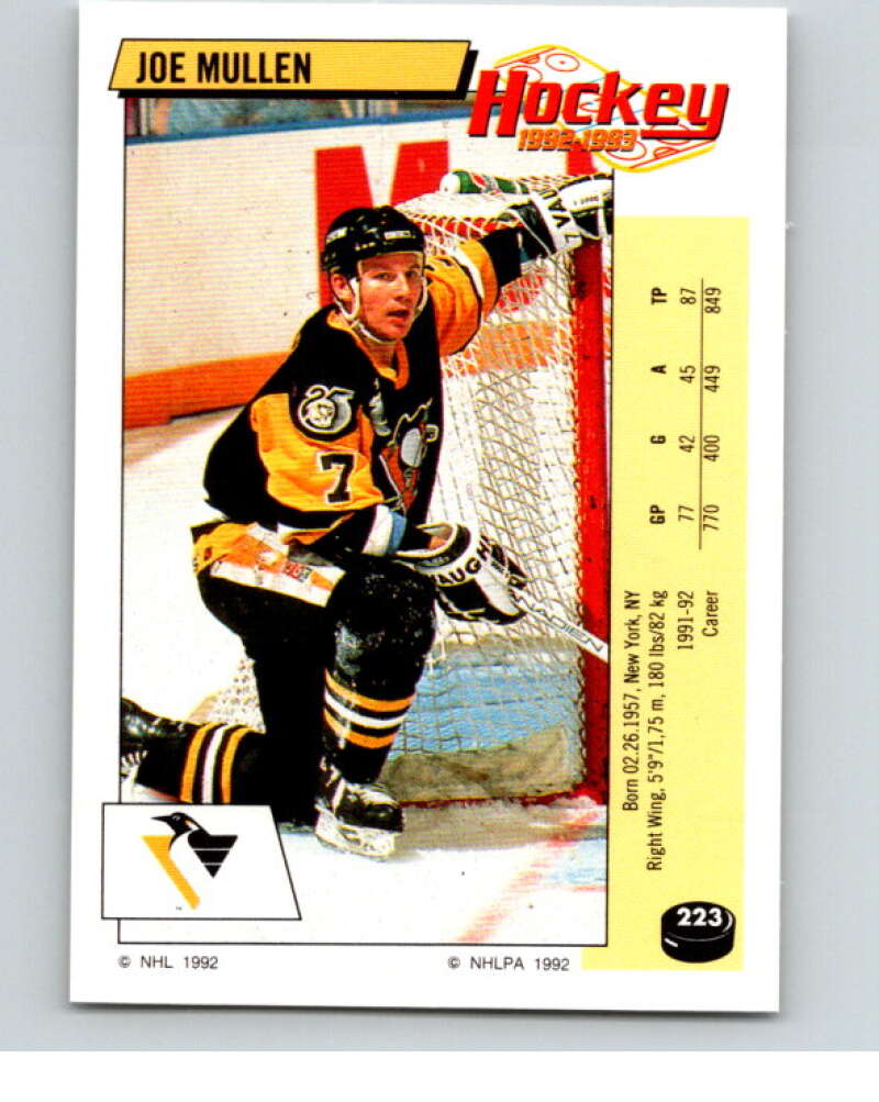 1992-93 Panini Stickers Hockey #223 Joe Mullen Pittsburgh Penguins V82931 Image 1