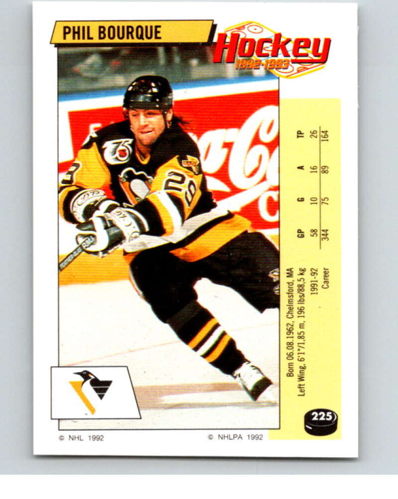 1992-93 Panini Stickers Hockey #225 Phil Bourque V82939 Image 1