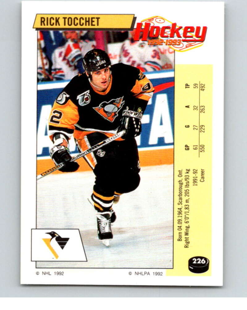 1992-93 Panini Stickers Hockey #226 Rick Tocchet Pittsburgh Penguins V82942 Image 1