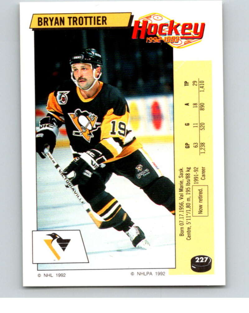 1992-93 Panini Stickers Hockey #227 Bryan Trottier V82944 Image 1