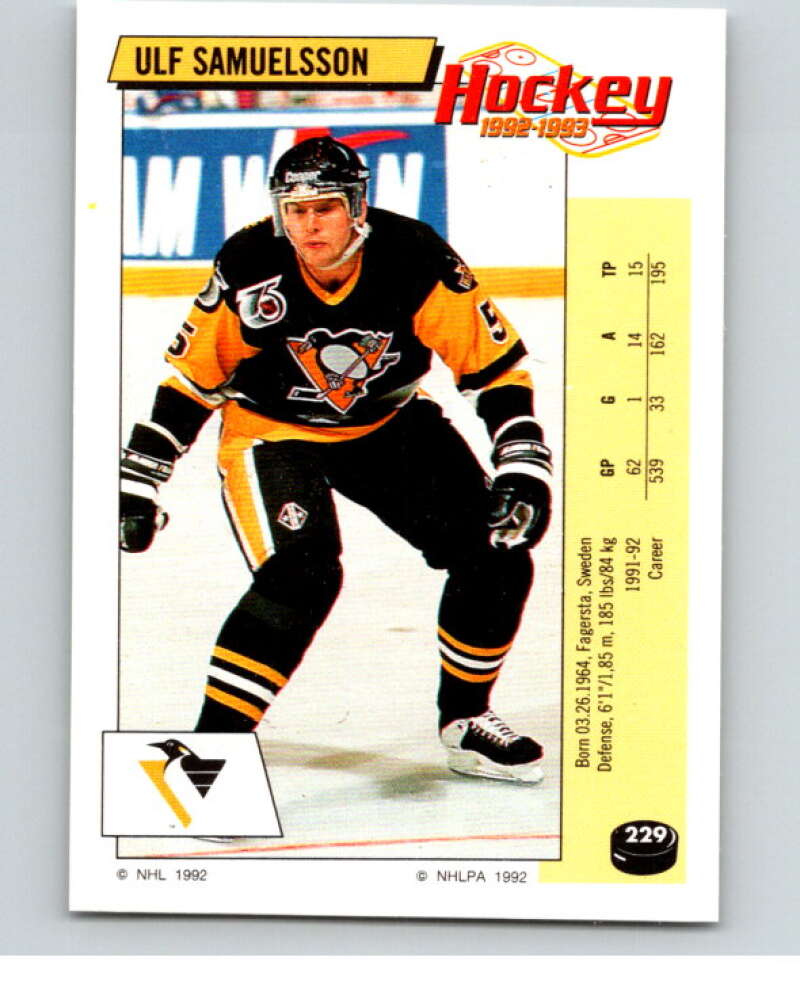 1992-93 Panini Stickers Hockey #229 Ulf Samuelsson Pittsburgh Penguins V82950 Image 1