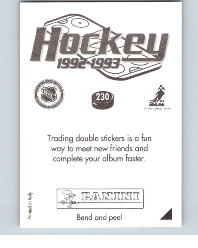 1992-93 Panini Stickers Hockey #230 Rangers Logo V82951 Image 2