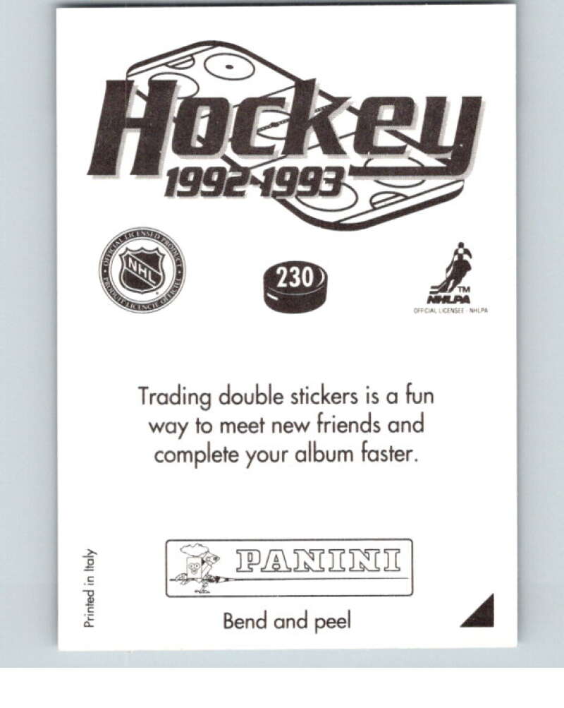 1992-93 Panini Stickers Hockey #230 Rangers Logo V82952 Image 2