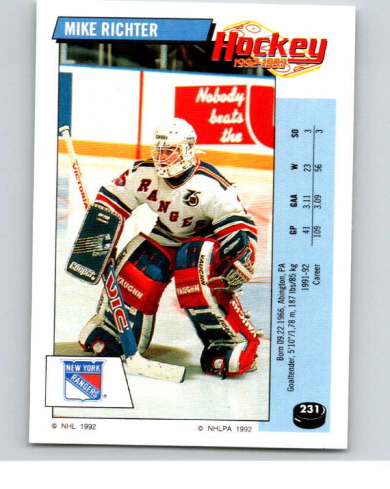 1992-93 Panini Stickers Hockey #231 Mike Richter New York Rangers V82955 Image 1