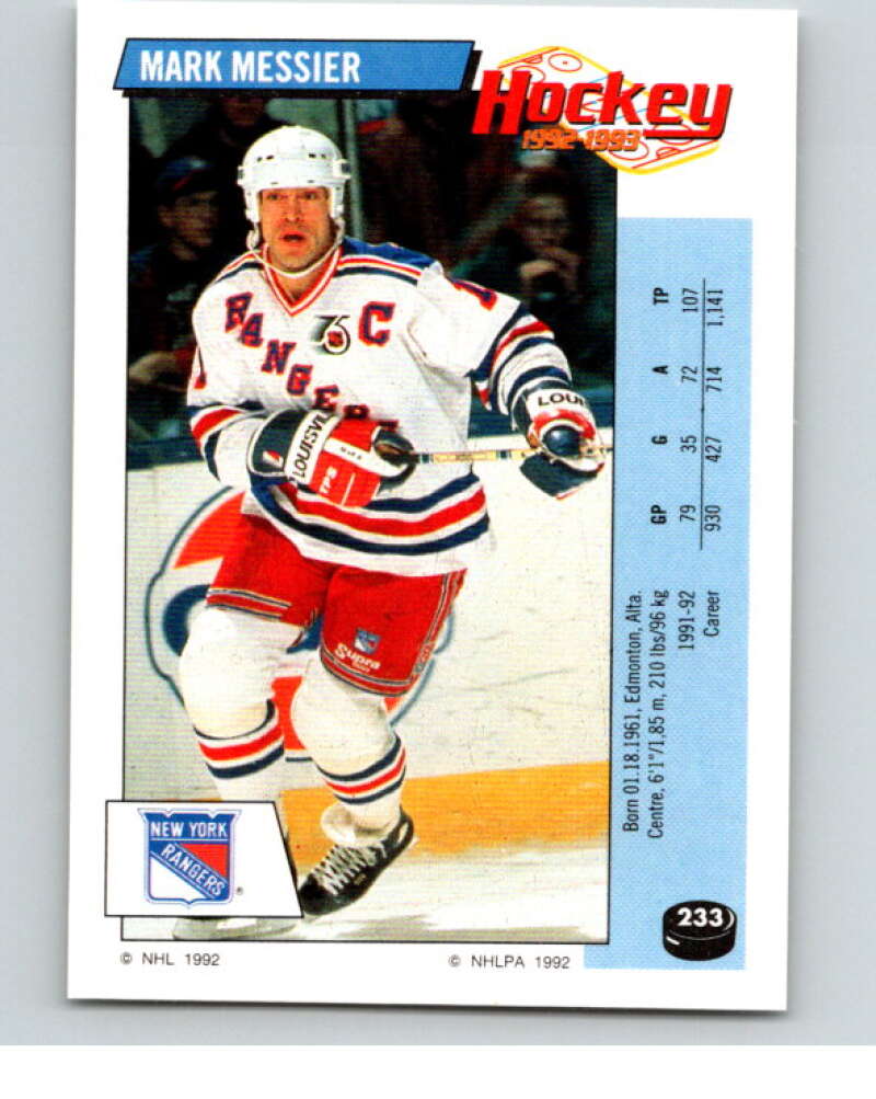 1992-93 Panini Stickers Hockey #233 Mark Messier V82958 Image 1