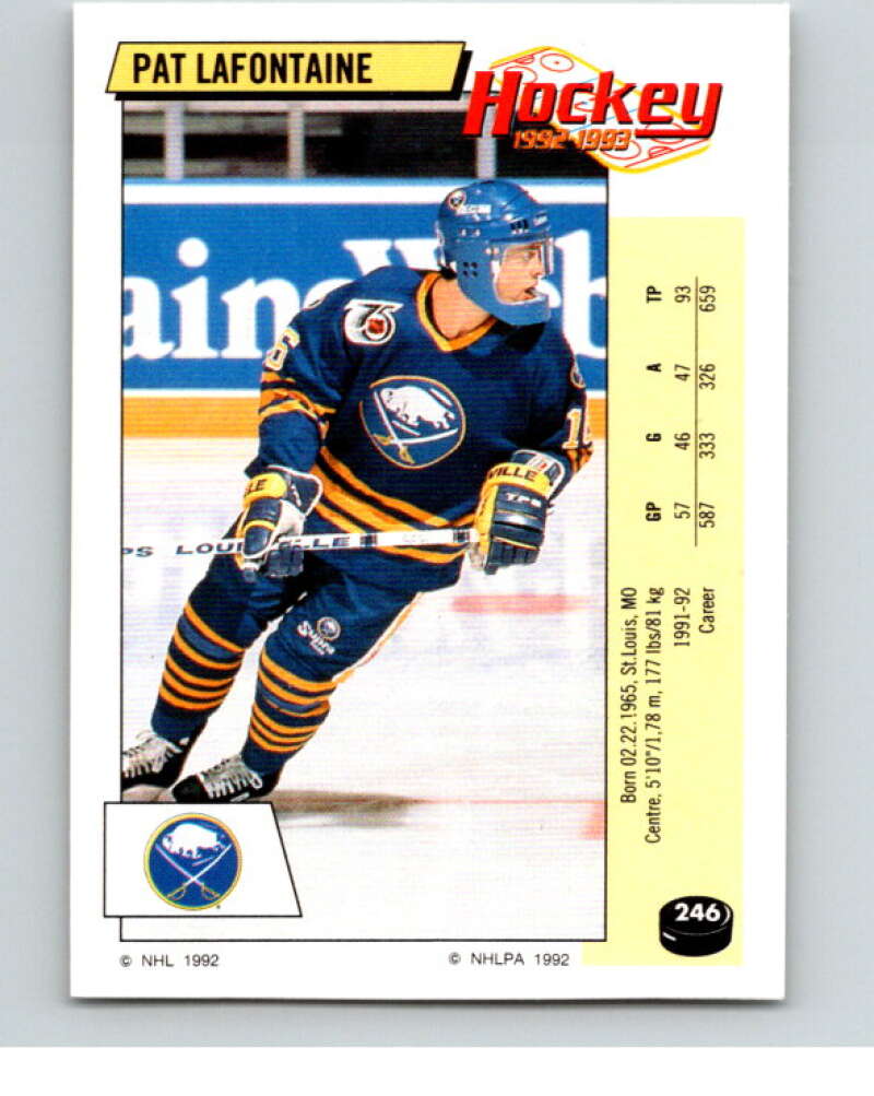 1992-93 Panini Stickers Hockey #246 Pat LaFontaine Buffalo Sabres V82977 Image 1