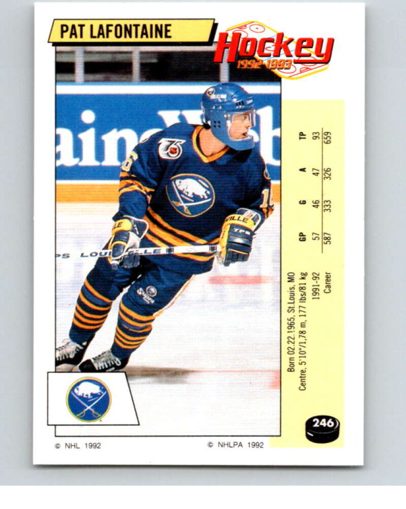 1992-93 Panini Stickers Hockey #246 Pat LaFontaine Buffalo Sabres V82979 Image 1