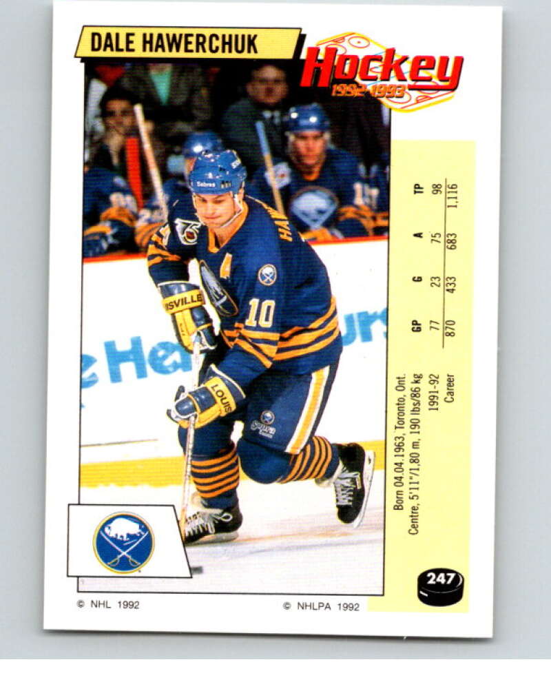 1992-93 Panini Stickers Hockey #247 Dale Hawerchuk Buffalo Sabres V82980 Image 1