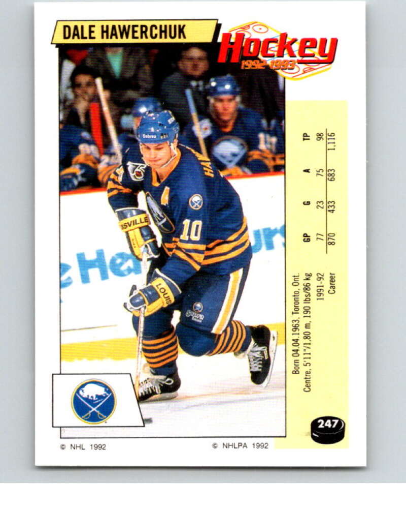 1992-93 Panini Stickers Hockey #247 Dale Hawerchuk Buffalo Sabres V82981 Image 1