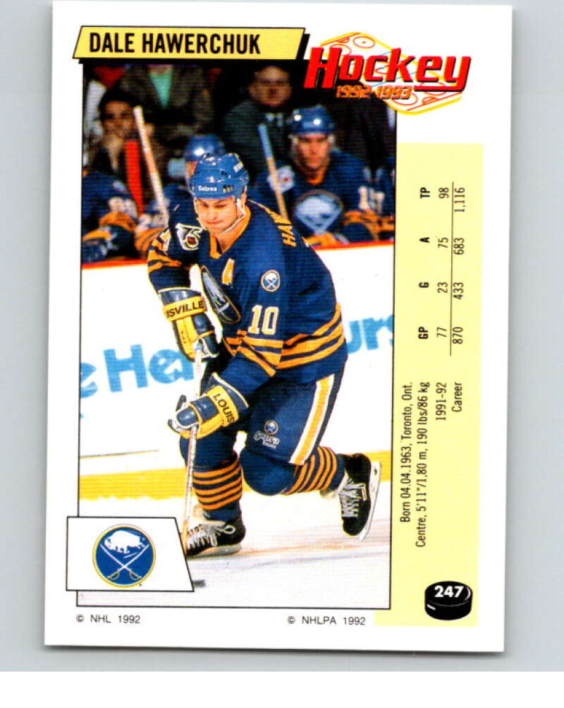 1992-93 Panini Stickers Hockey #247 Dale Hawerchuk Buffalo Sabres V82983 Image 1
