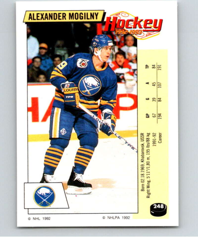 1992-93 Panini Stickers Hockey #248 Alexander Mogilny Buffalo Sabres V82985 Image 1