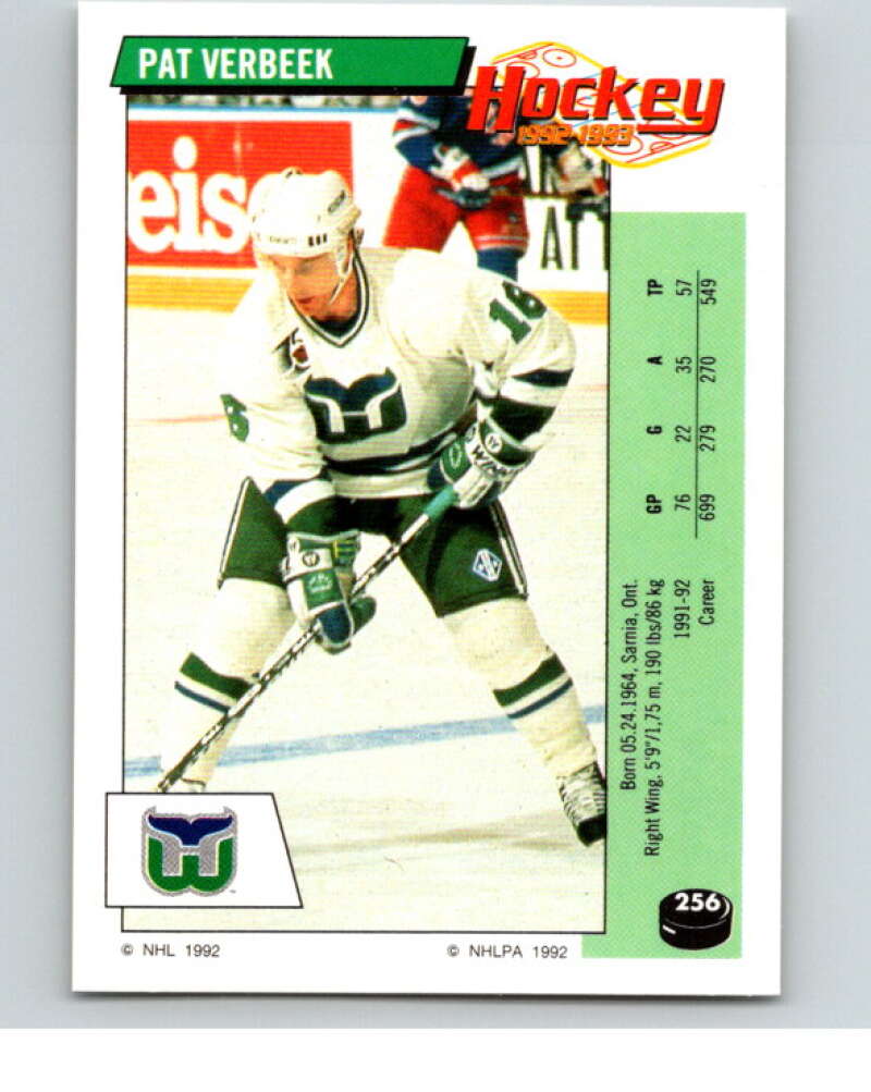 1992-93 Panini Stickers Hockey #256 Pat Verbeek Hartford Whalers V83001 Image 1