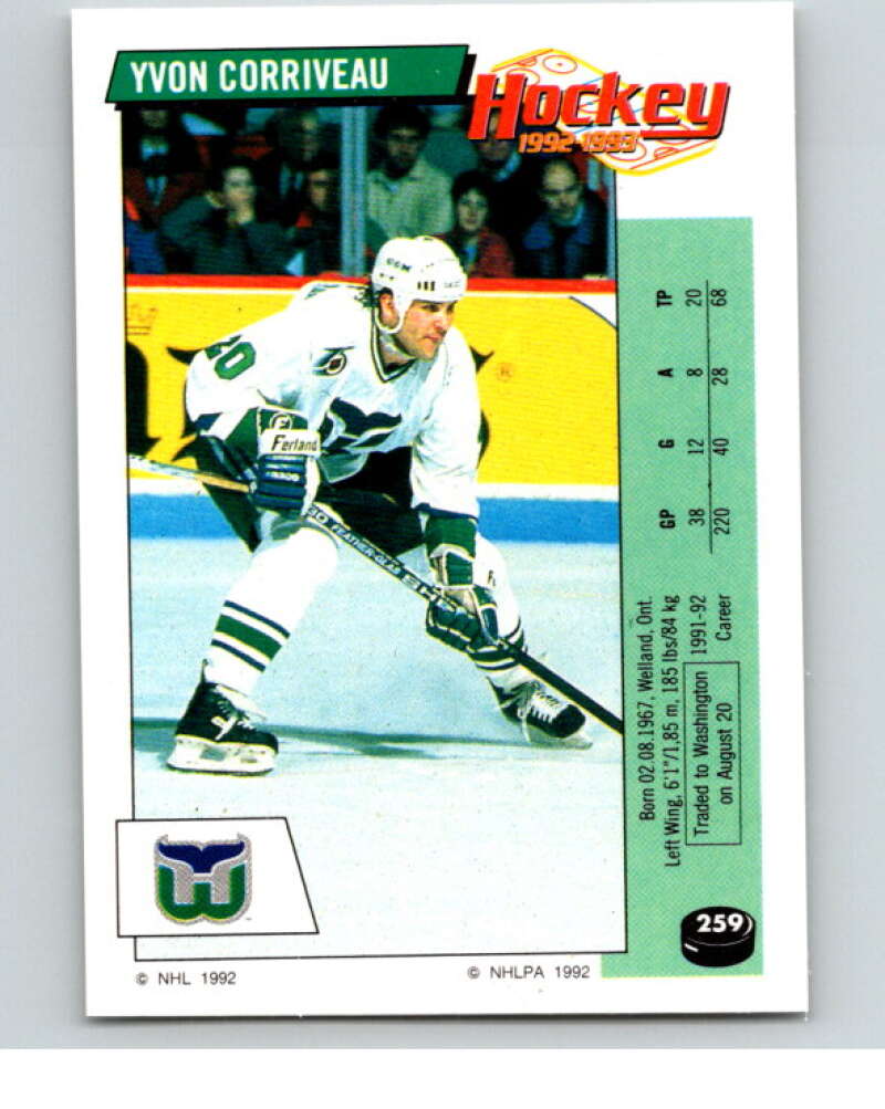 1992-93 Panini Stickers Hockey #259 Yvon Corriveau V83006 Image 1
