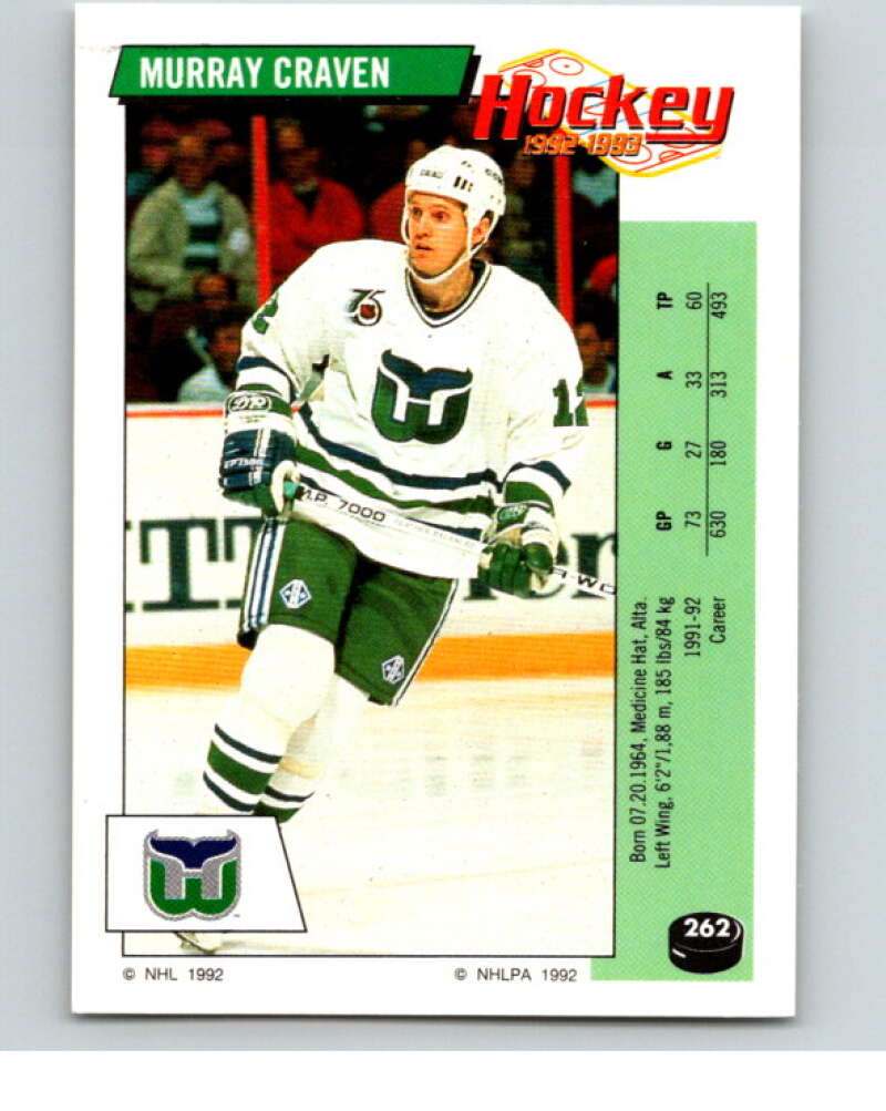 1992-93 Panini Stickers Hockey #262 Murray Craven V83012 Image 1