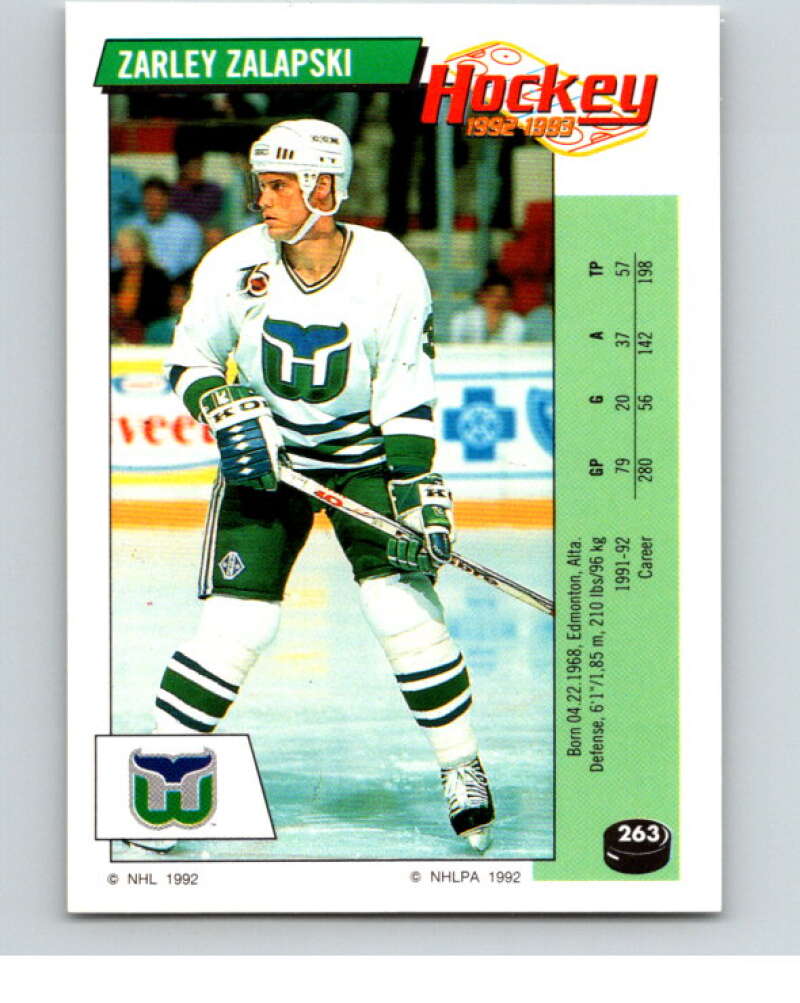 1992-93 Panini Stickers Hockey #263 Zarley Zalapski Hartford Whalers V83015 Image 1