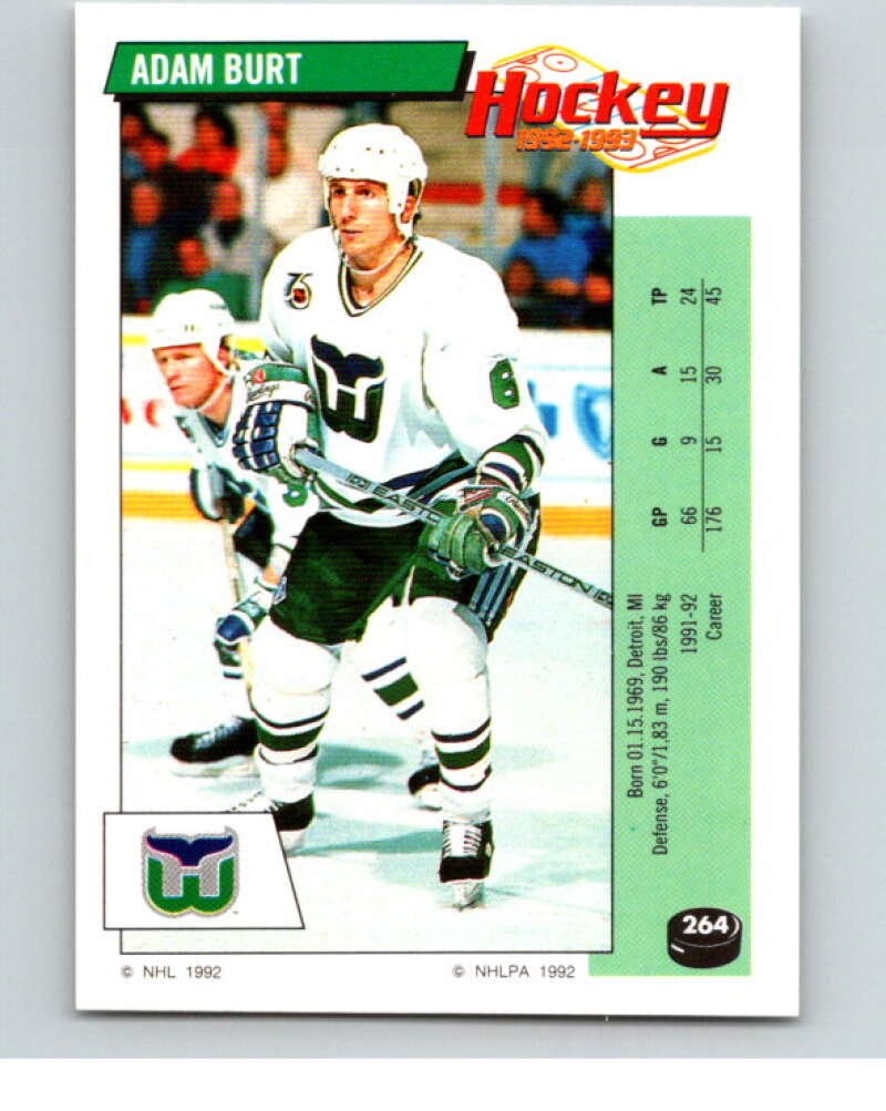 1992-93 Panini Stickers Hockey #264 Adam Burt Hartford Whalers V83017 Image 1