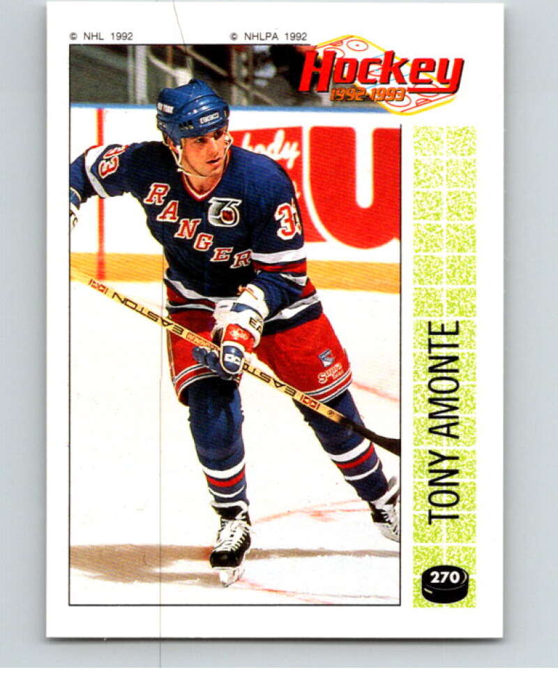 1992-93 Panini Stickers Hockey #270 Tony Amonte New York Rangers V83023 Image 1