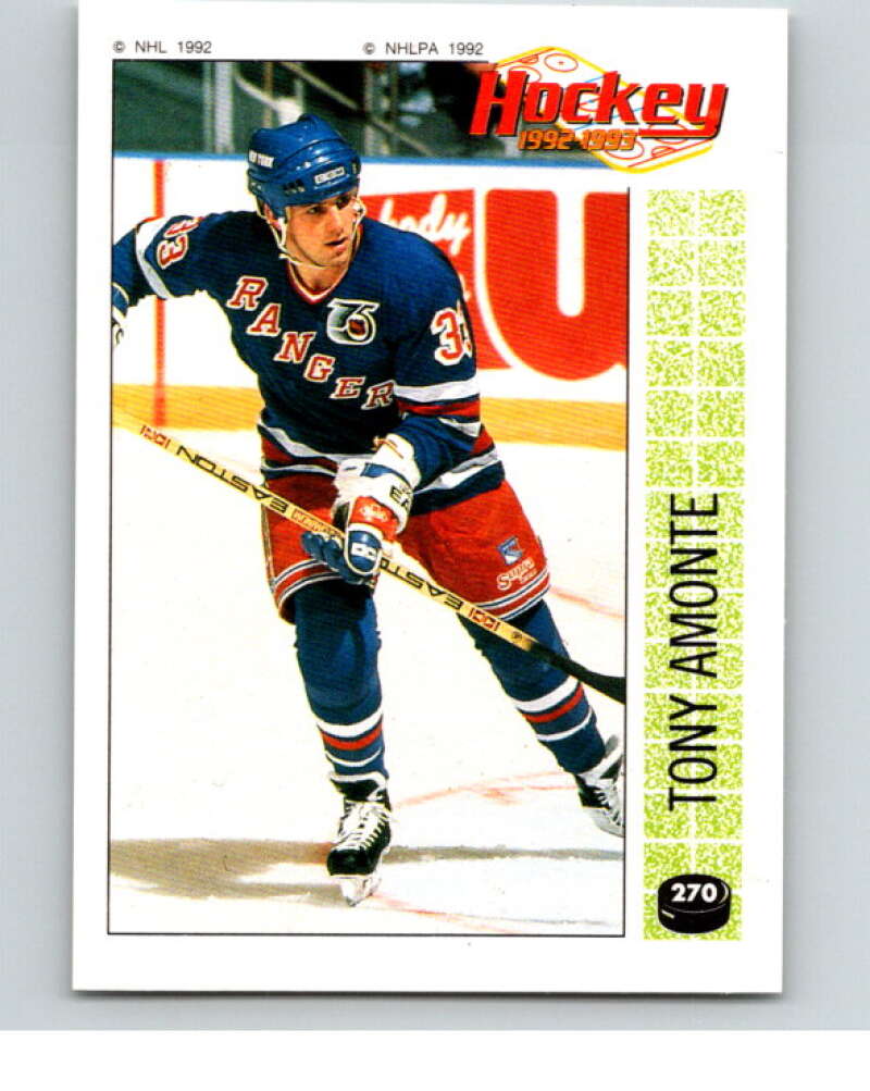 1992-93 Panini Stickers Hockey #270 Tony Amonte New York Rangers V83025 Image 1