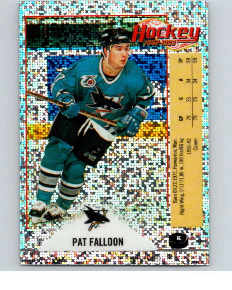 1992-93 Panini Stickers Hockey #K Pat Falloon San Jose Sharks V83092 Image 1