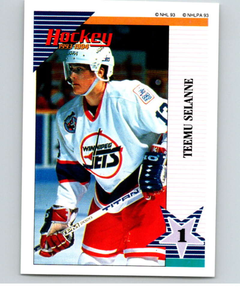 1993-94 Panini Stickers Hockey #142 Teemu Selanne Winnipeg Jets V83599 Image 1
