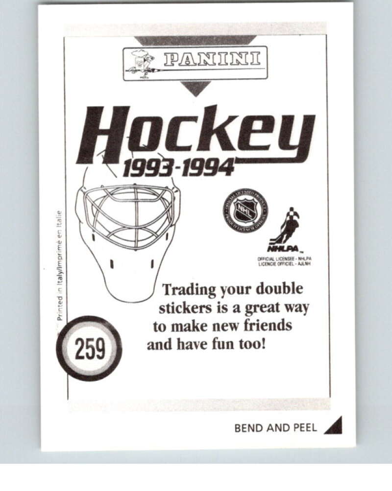 1993-94 Panini Stickers Hockey #259 Dean Evason Dallas Stars V83919 Image 2