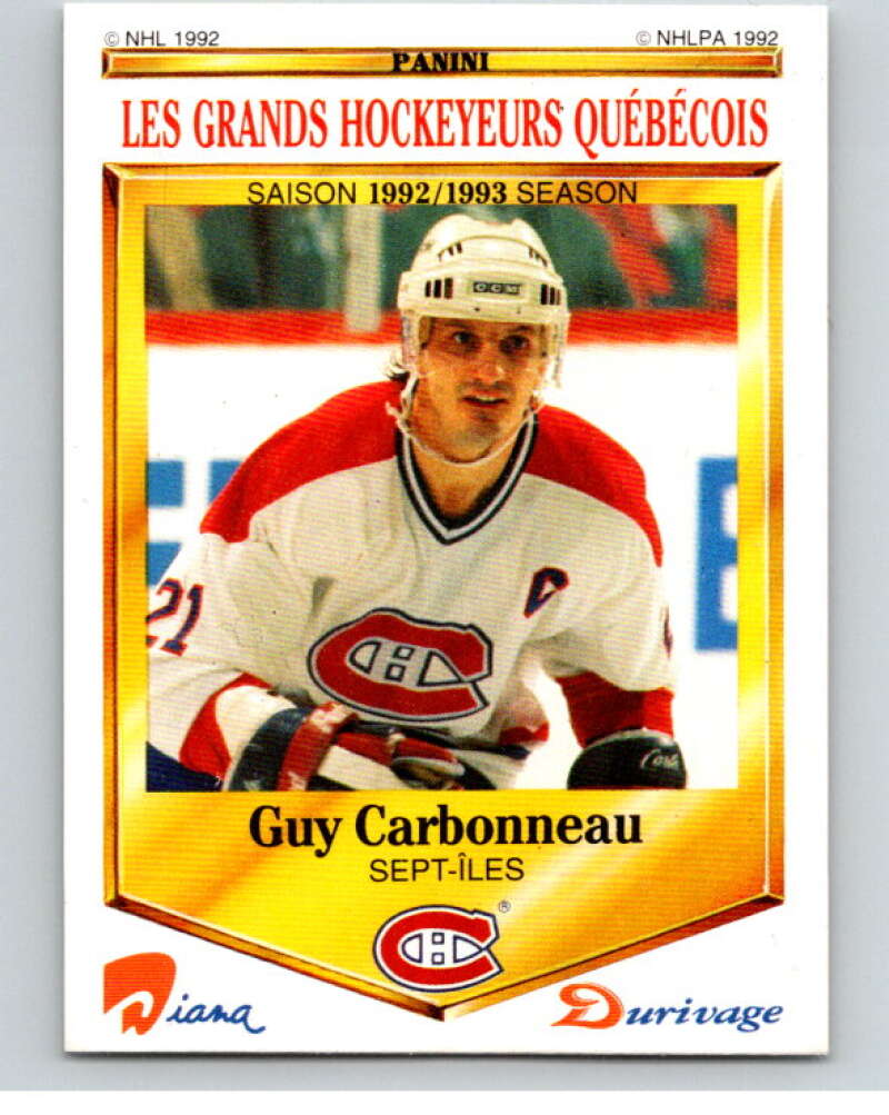 1992-93 Durivage Panini #1 Guy Carbonneau V84043 Image 1