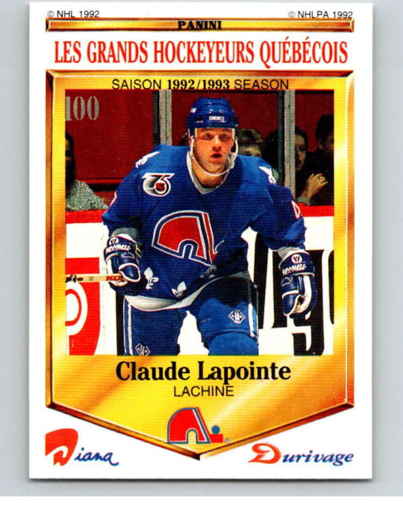 1992-93 Durivage Panini #6 Claude Lapointe/Quebec V84048 Image 1