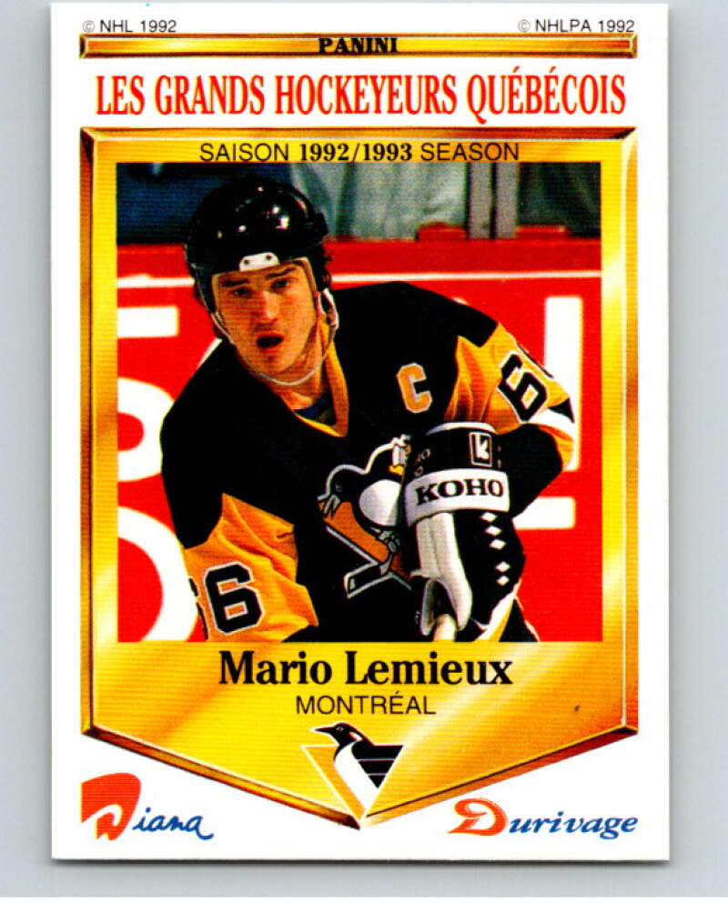 1992-93 Durivage Panini #8 Mario Lemieux V84050 Image 1