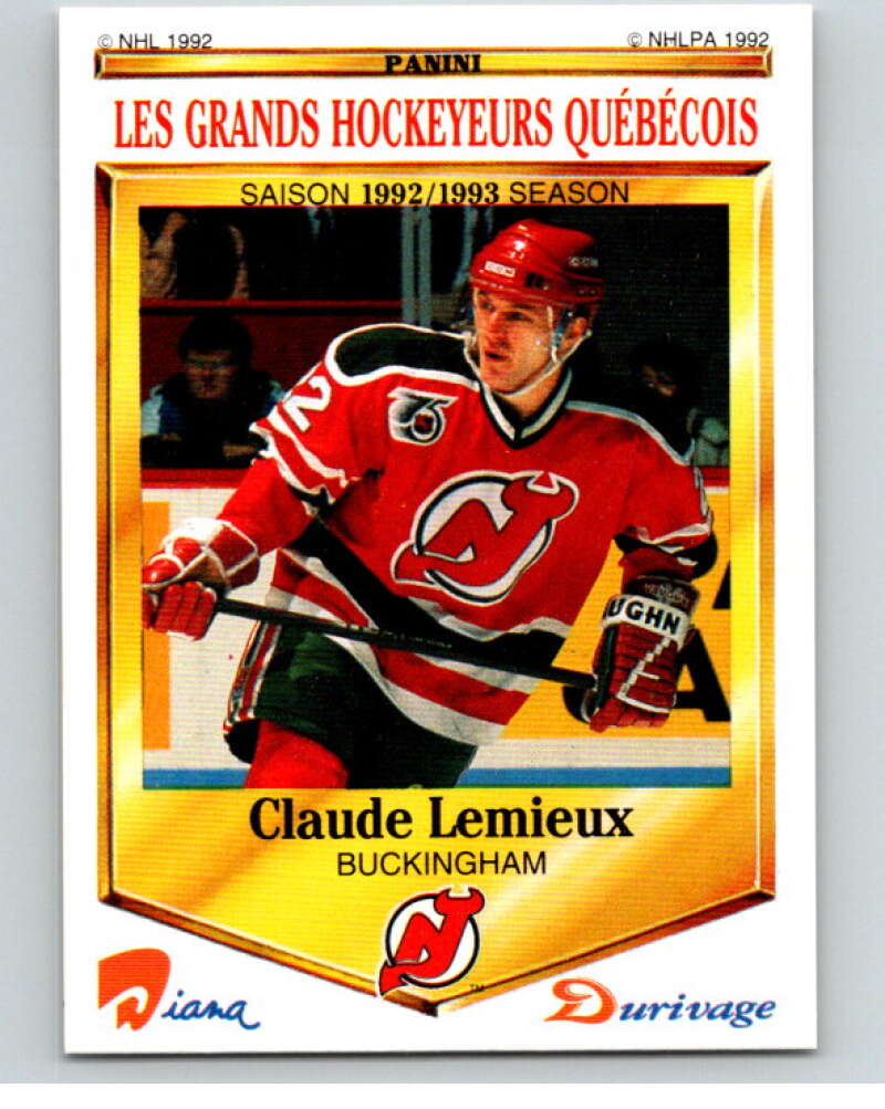 1992-93 Durivage Panini #14 Claude Lemieux V84056 Image 1