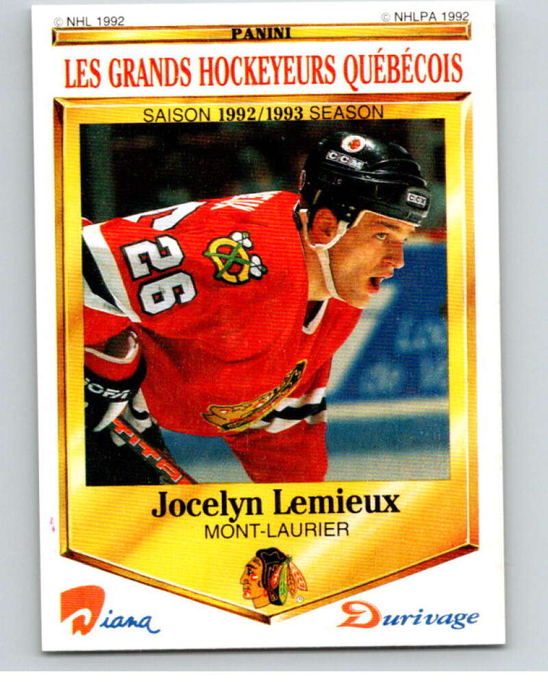1992-93 Durivage Panini #15 Jocelyn Lemieux V84057 Image 1